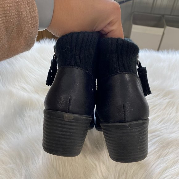 BOC‎ Bendell Black Leather Sweater Ankle Boot 8.5  BROKEN ZIPPER RIGHT - Picture 5 of 8